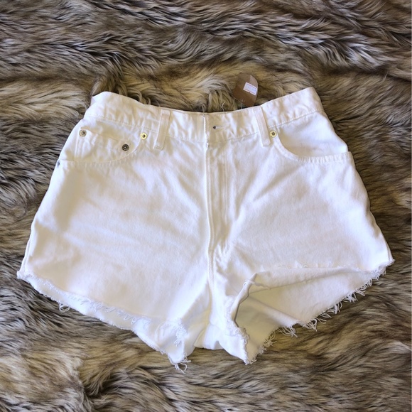 Levi's Pants - Levis's White High Waist Distressed Denim Shorts